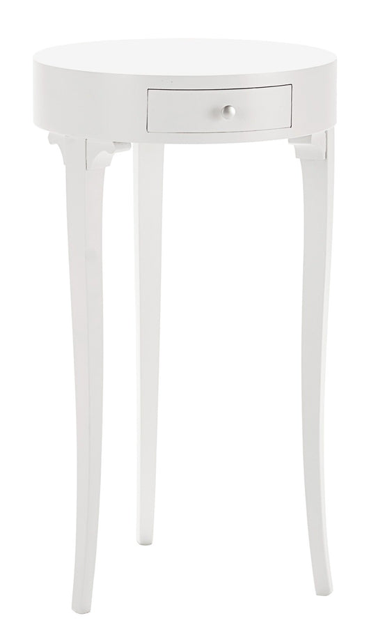 Tavolino rotondo classico bianco legno opaco 41x41x71