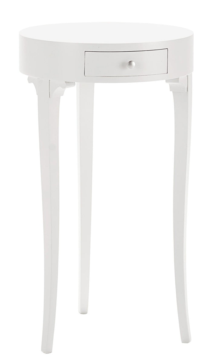 Tavolino rotondo classico bianco legno opaco 41x41x71