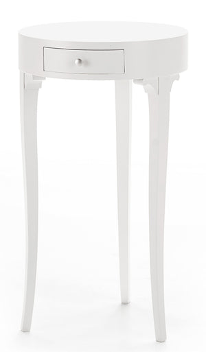 Tavolino rotondo classico bianco legno opaco 41x41x71