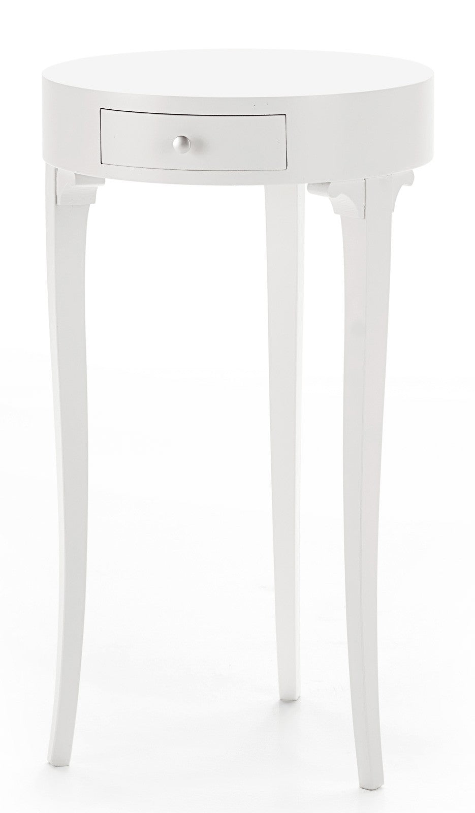 Tavolino rotondo classico bianco legno opaco 41x41x71