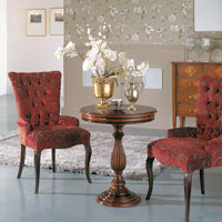 Tavolino rotondo classico intarsio legno bassano 60x60x71 - Mobili 2G