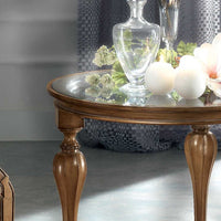 Tavolino rotondo classico legno piano vetro bassano 62x62x60 - Mobili 2G