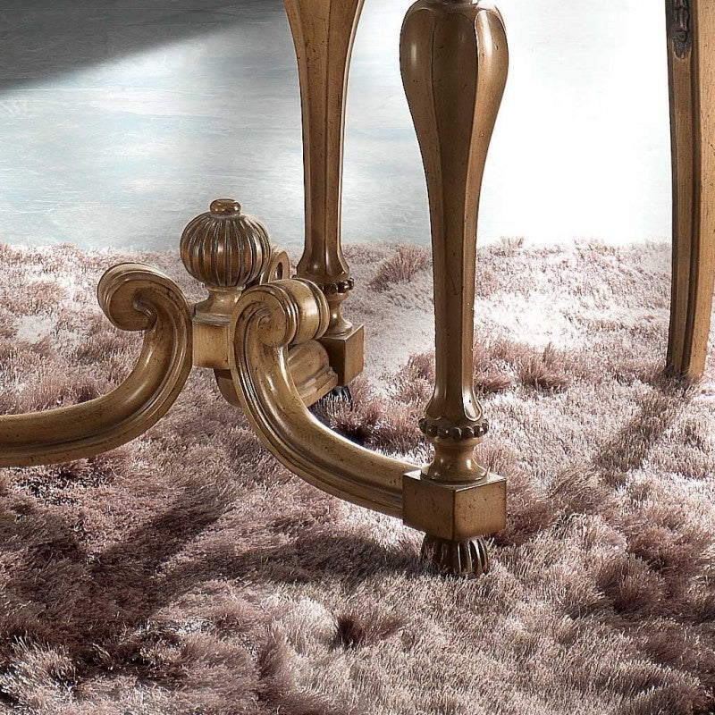 Tavolino rotondo classico legno piano vetro bassano 62x62x60 - Mobili 2G