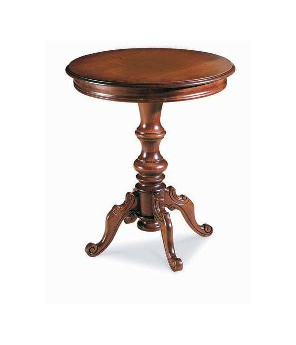 Tavolino rotondo da salotto in legno intagliato con fregi - Mobili 2G