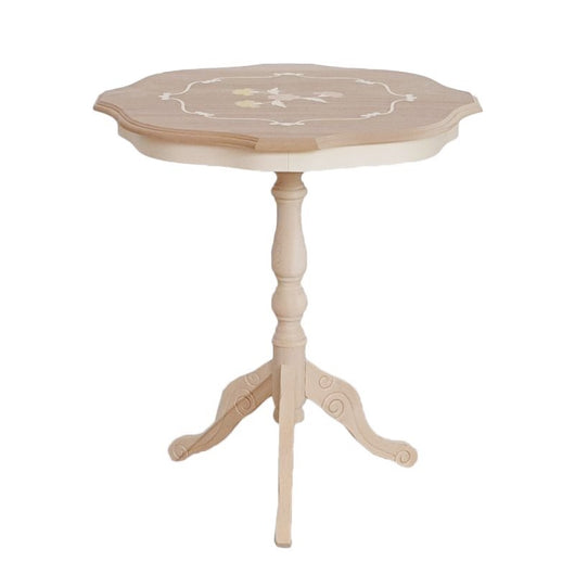 Tavolino rotondo fisso legno intagliato grezzo 50x50x60 - Mobili 2G