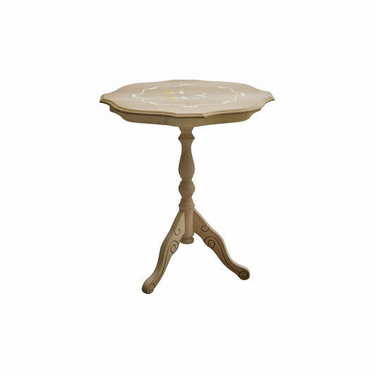 Tavolino rotondo fisso legno intagliato grezzo 50x50x60 - Mobili 2G