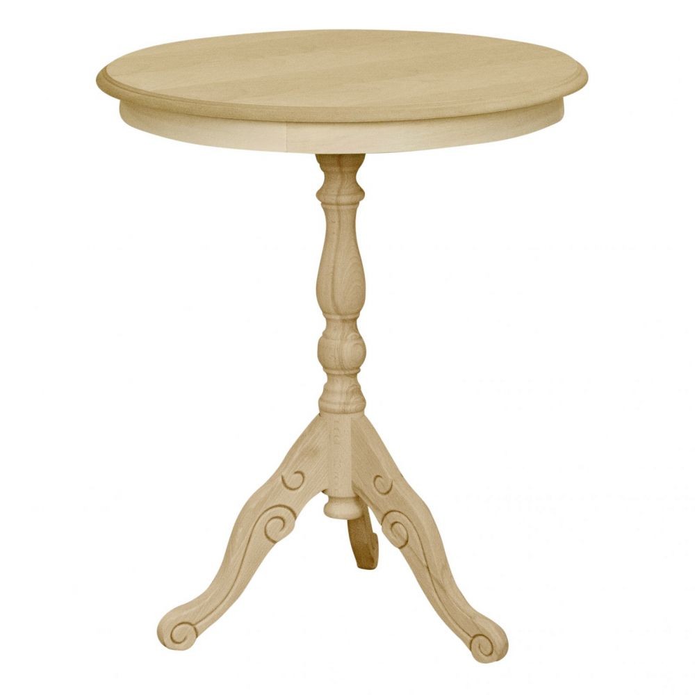 Tavolino rotondo fisso legno intagliato grezzo 50x50x60 - Mobili 2G