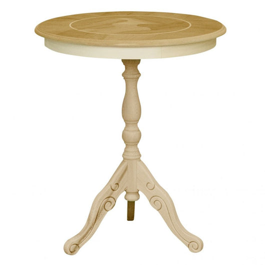 Tavolino rotondo fisso legno intarsiato grezzo 50x50x60 - Mobili 2G