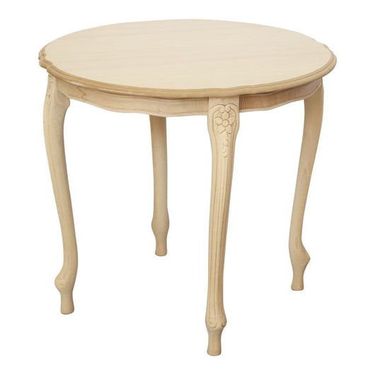 Tavolino rotondo fisso legno intarsiato grezzo 60x60x55 - Mobili 2G