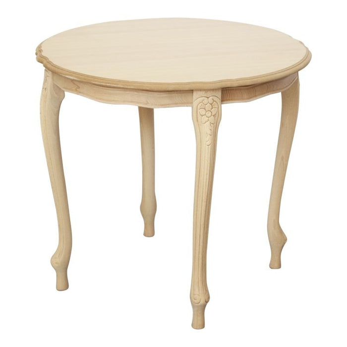 Tavolino rotondo fisso legno intarsiato grezzo 60x60x55 - Mobili 2G