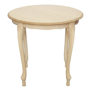 Tavolino rotondo fisso legno intarsiato grezzo 60x60x55 - Mobili 2G