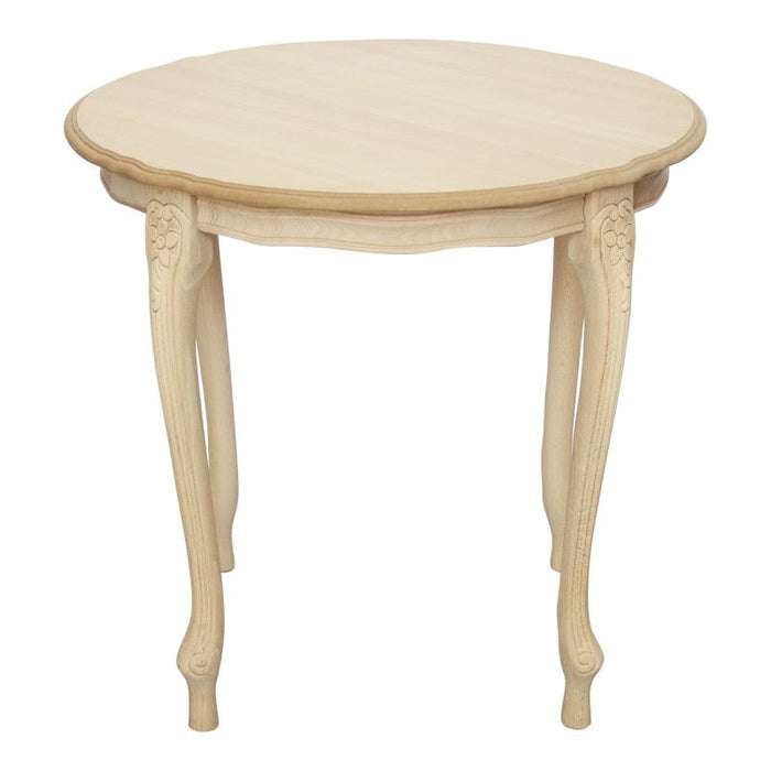 Tavolino rotondo fisso legno intarsiato grezzo 60x60x55 - Mobili 2G