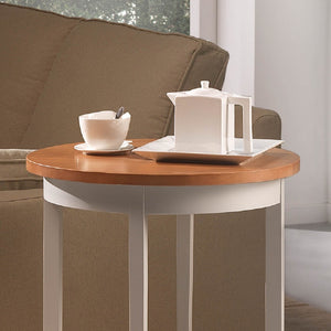 Tavolino rotondo in legno bianco/noce ø 60 h 72 - Mobili 2G