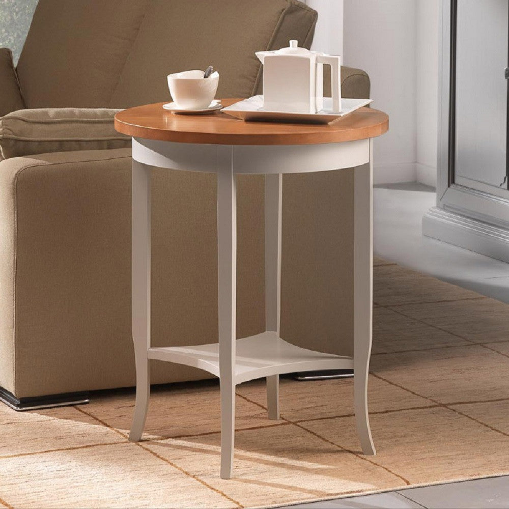 Tavolino rotondo in legno bianco/noce ø 60 h 72 - Mobili 2G