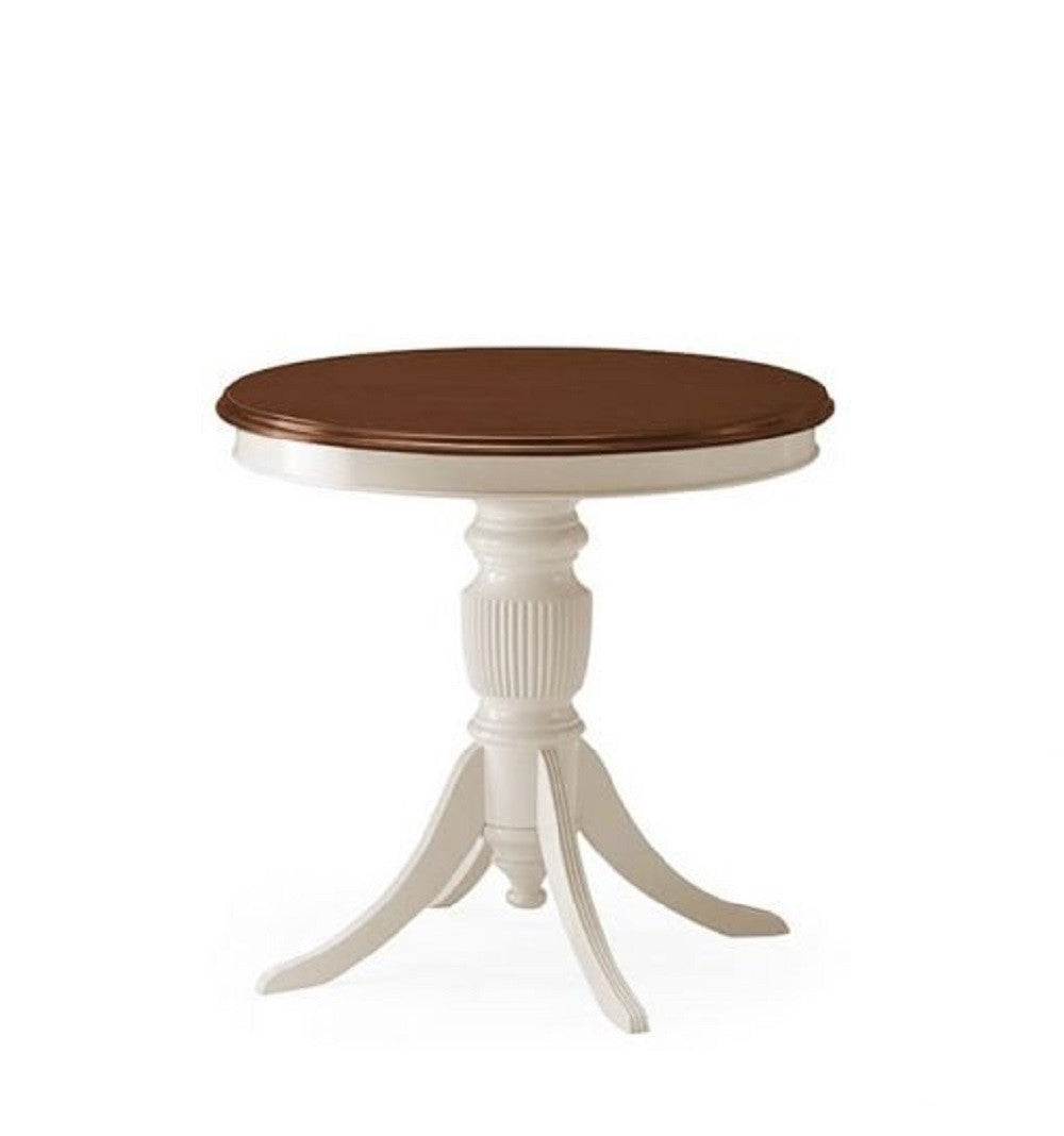 Tavolino rotondo in legno bianco/noce ø 80 h 77 - Mobili 2G