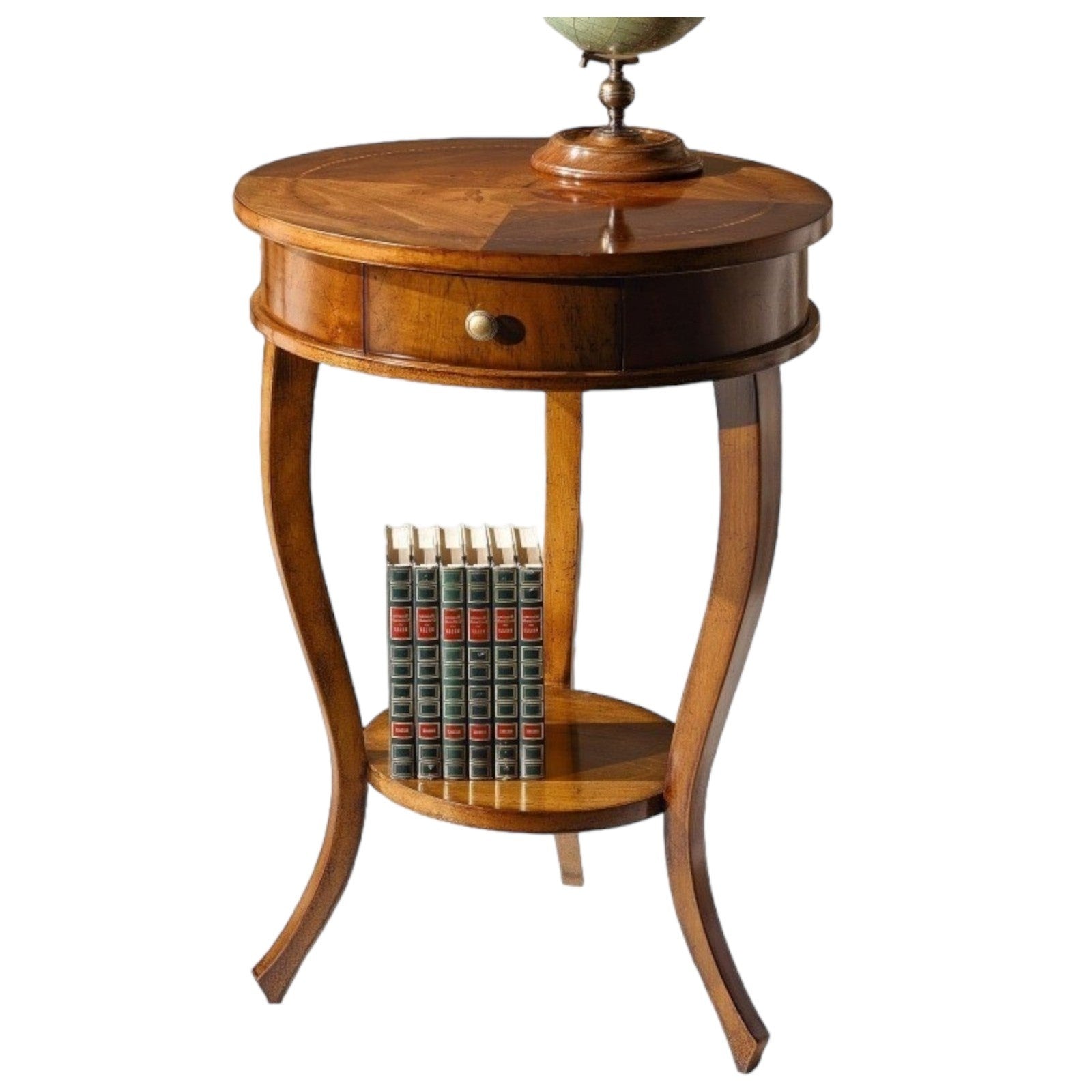 Tavolino rotondo legno intarsiato bassano 50x50x73 - Mobili 2G