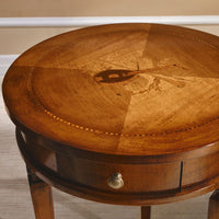 Tavolino rotondo legno intarsiato bassano 50x50x73 - Mobili 2G