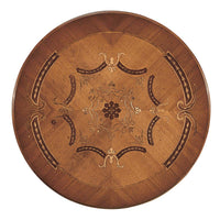 Tavolino rotondo legno intarsiato shabby 60x60x73 - Mobili 2G