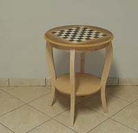 Tavolino rotondo scacchiera legno grezzo 50x50x63 - Mobili 2G