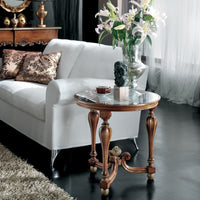 Tavolino rotondo vetro gamba ottagonale legno bassano 62x62x60 - Mobili 2G