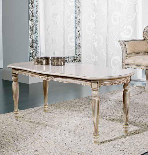 Tavolino shabby da salotto in legno intagliato con fregi - Mobili 2G