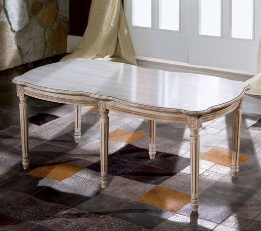 Tavolino shabby da salotto in legno intagliato con fregi - Mobili 2G