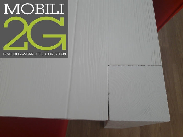 Tavolo abete bianco spazzolato allungabile misure 180x90 con 2 allunghe