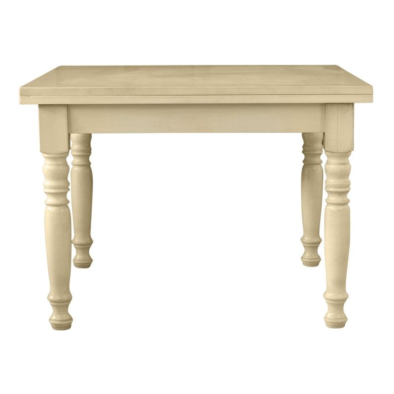 Tavolo allungabile a libro legno shabby avorio anticato 90x90x78 - Mobili 2G