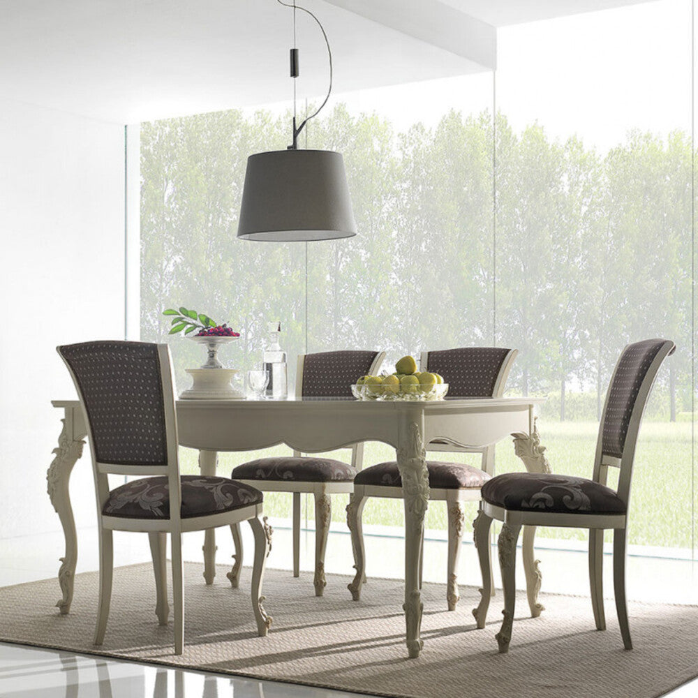 Tavolo allungabile classico gamba intagliata bianco l.161 p.101 h.81 - Mobili 2G