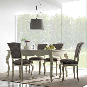 Tavolo allungabile classico gamba intagliata bianco l.161 p.101 h.81 - Mobili 2G