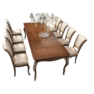 Tavolo allungabile classico gamba intagliata tinta noce l.201 p.101 h.81 - Mobili 2G