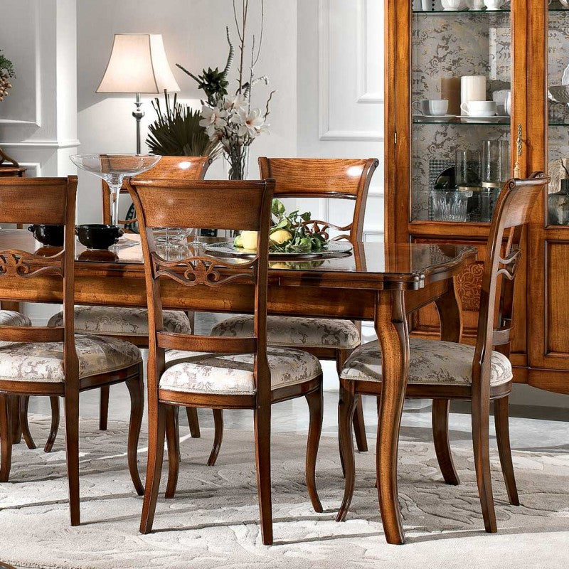 Tavolo allungabile rettangolare classico tinta noce 180x100x78 - Mobili 2G