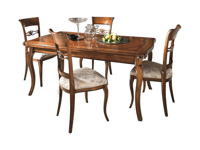 Tavolo allungabile rettangolare classico tinta noce 180x100x78 - Mobili 2G