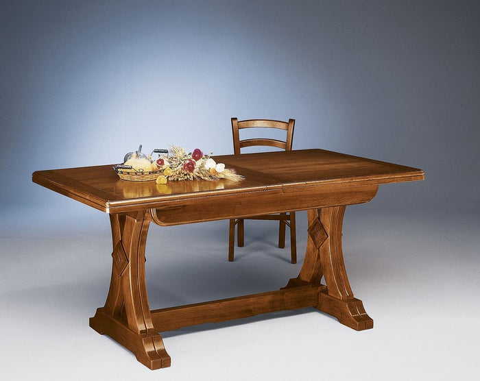 Tavolo arte povera allungabile riquadrato in legno l.160 p.85 h.78 - Mobili 2G