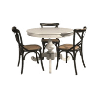 Tavolo arte povera rotondo colore bianco opaco d.100, 1 allunga 40 centimetri