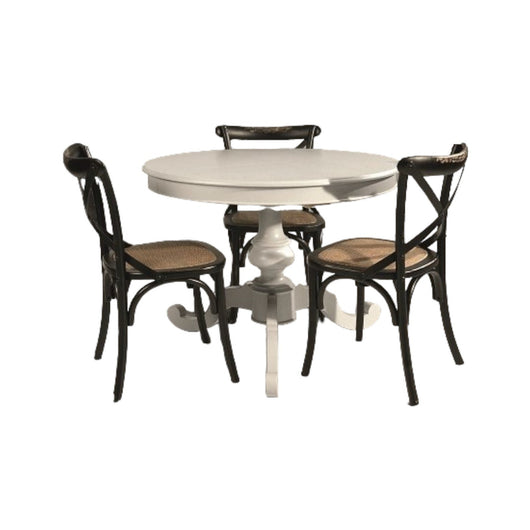 Tavolo arte povera rotondo colore bianco opaco d.100, 1 allunga 40 centimetri