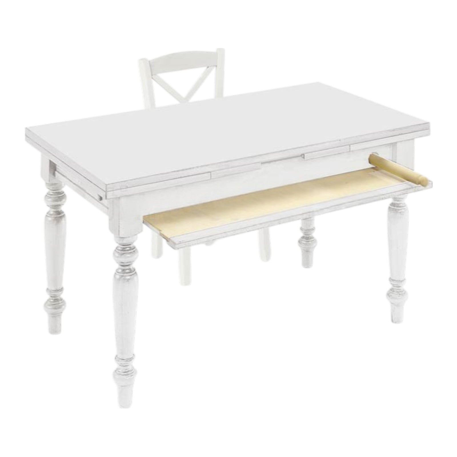 Tavolo attrezzato da cucina shabby bianco 140x80x80 - Mobili 2G