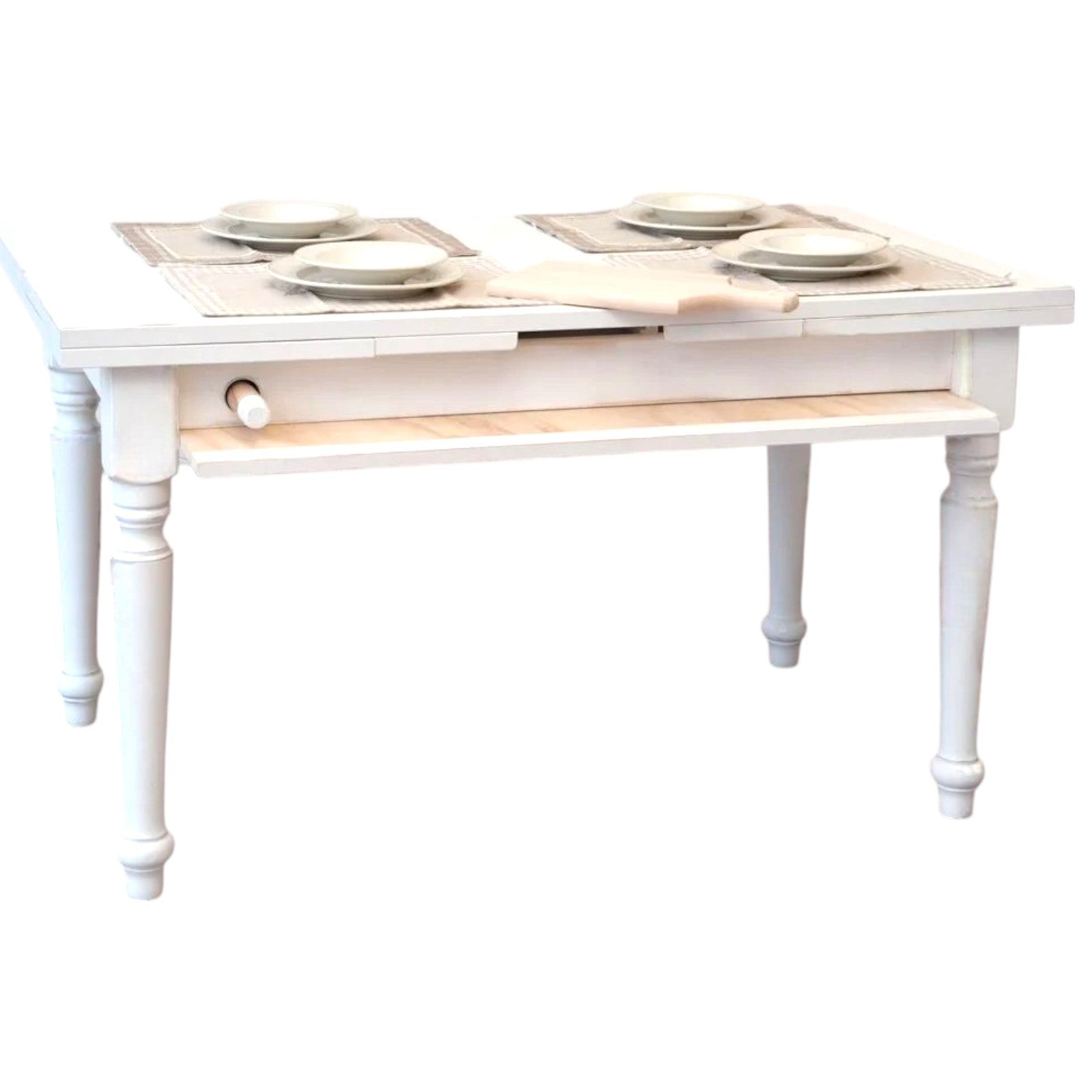 Tavolo attrezzato da cucina shabby bianco 140x80x80 - Mobili 2G