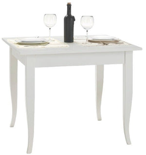 Tavolo classico fisso legno bianco opaco 90x90