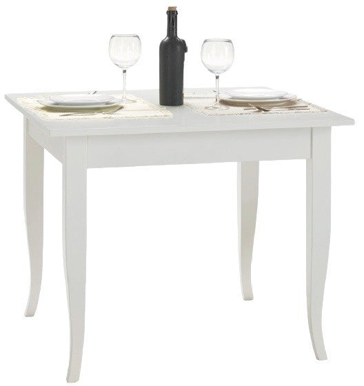 Tavolo classico fisso legno bianco opaco 90x90