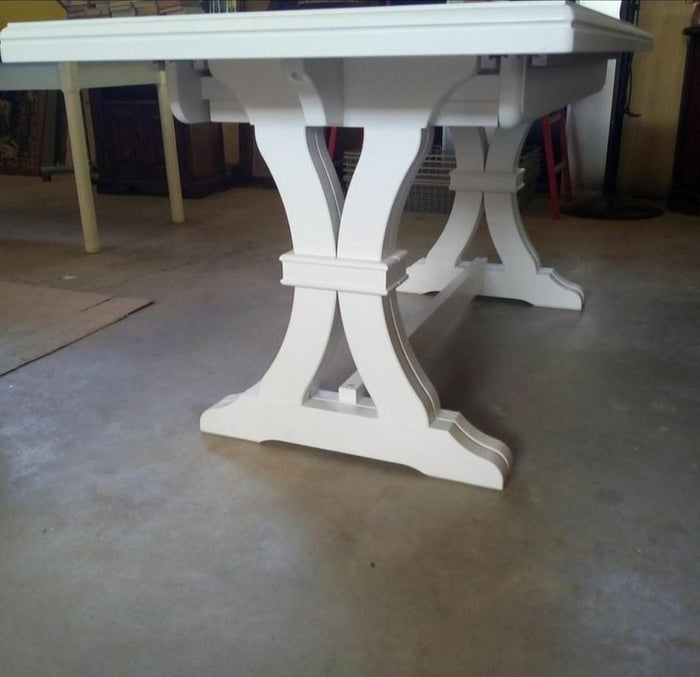 Tavolo classico in legno rettangolare allungabile laccato bianco 160x85 (739) - Mobili 2G