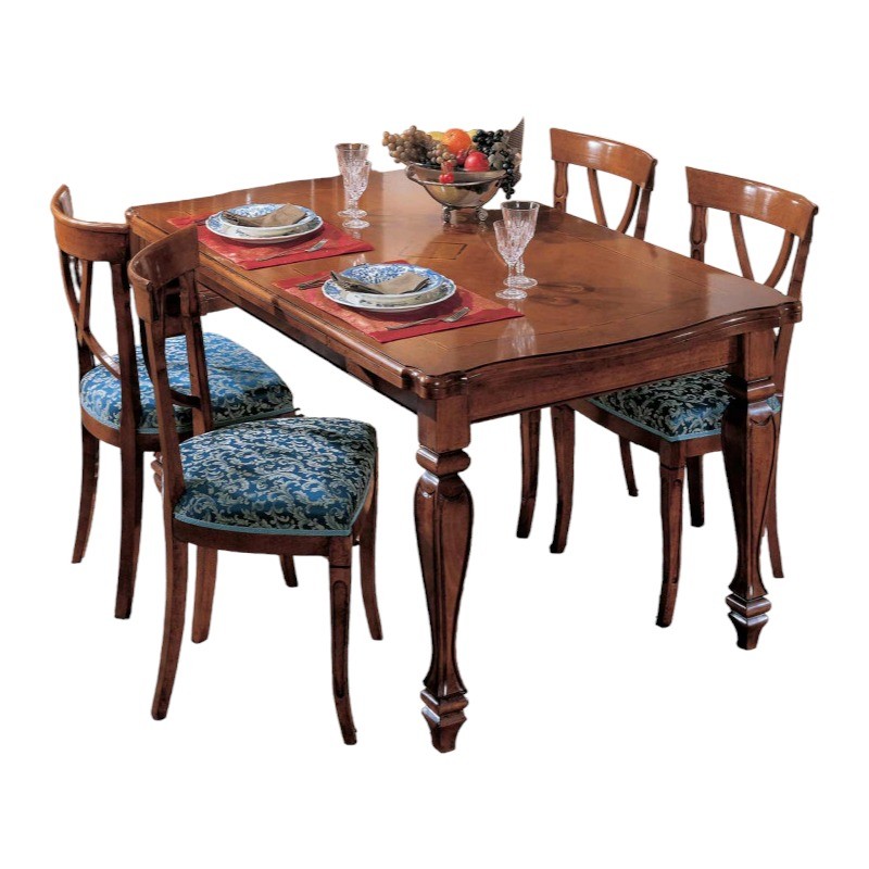 Tavolo classico sagomato allungabile rettangolare bassano 160x100x80 - Mobili 2G