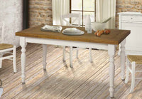 Tavolo da pranzo legno allungabile country chic piano rovere e bianco 160x85 h.80 (715) - Mobili 2G