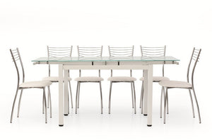 Tavolo da pranzo piano in vetro allungabile 110x70 h 76