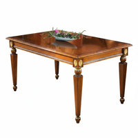 Tavolo fisso classico in legno finitura elite' e foglia oro l.140 p.90 h.79 - Mobili 2G