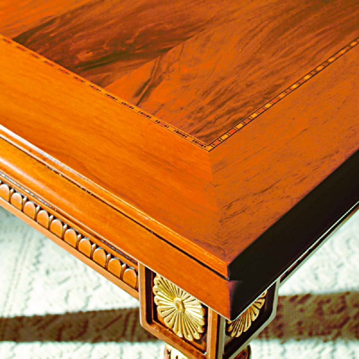 Tavolo fisso classico in legno finitura elite' e foglia oro l.170 p.90 h.79 - Mobili 2G