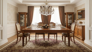 Tavolo fisso classico rettangolare legno intarsio bassano 240x128x78 - Mobili 2G