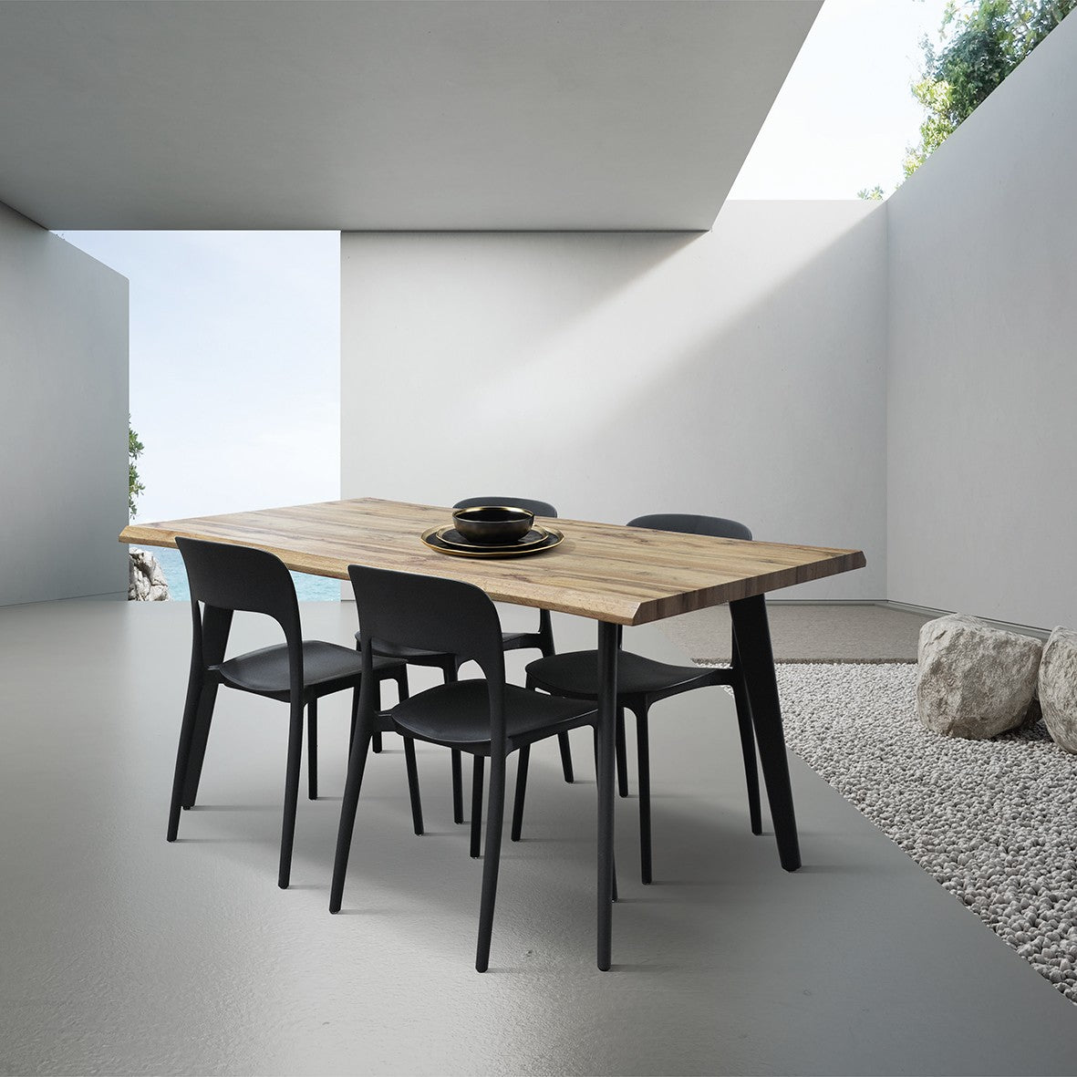 Tavolo fisso rettangolare legno rovere rustico 160x90x76 - Mobili 2G