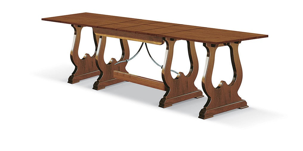 Tavolo fratino con ferro allungabile in legno arte povera noce scuro 180x100 (102) - Mobili 2G