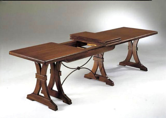 Tavolo fratino con ferro allungabile in legno arte povera noce scuro 180x100 (123) - Mobili 2G